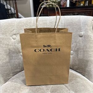 Coach New York Empty Brown Paper Shopping Gift Bags 10x8x4.5” Small Size